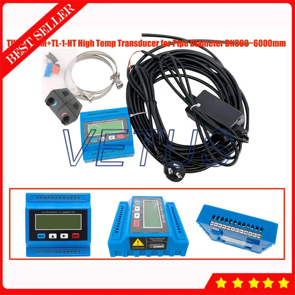 

TUF-2000M Digital Ultrasonic Flow Meter Flowmeter Module with High Temp TL-1-HT Large Size Transducer Sensor DN300-6000mm