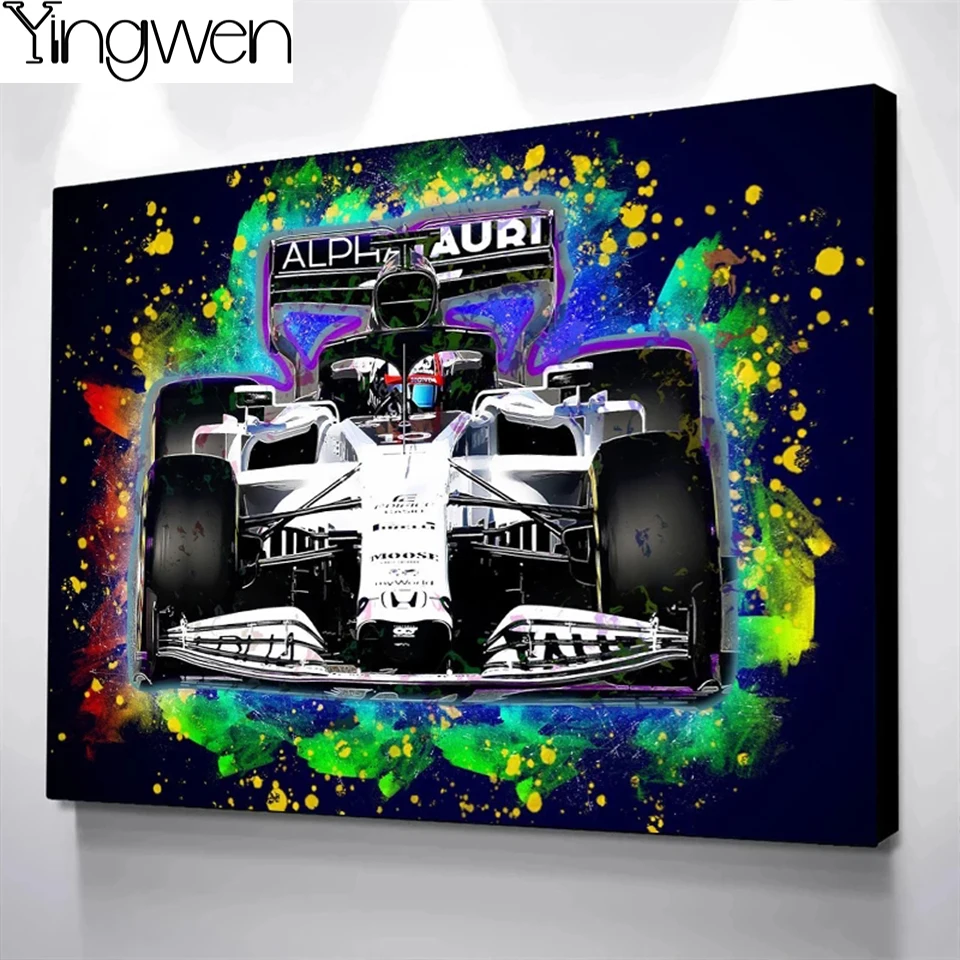 

F1 Poster Abstract Car Wall Art Colored Racing Diamond Painting Modern Decoration Mosaic Picture 5D Diamond Embroidery DIY Gift