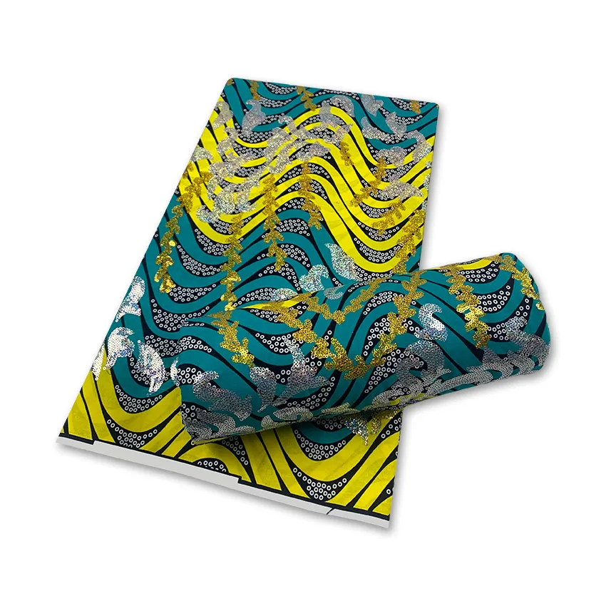 

Самые популярные желтые африканские блестки, ткань из Анкары, хлопковые восковые блестки с принтом для шитья платьев