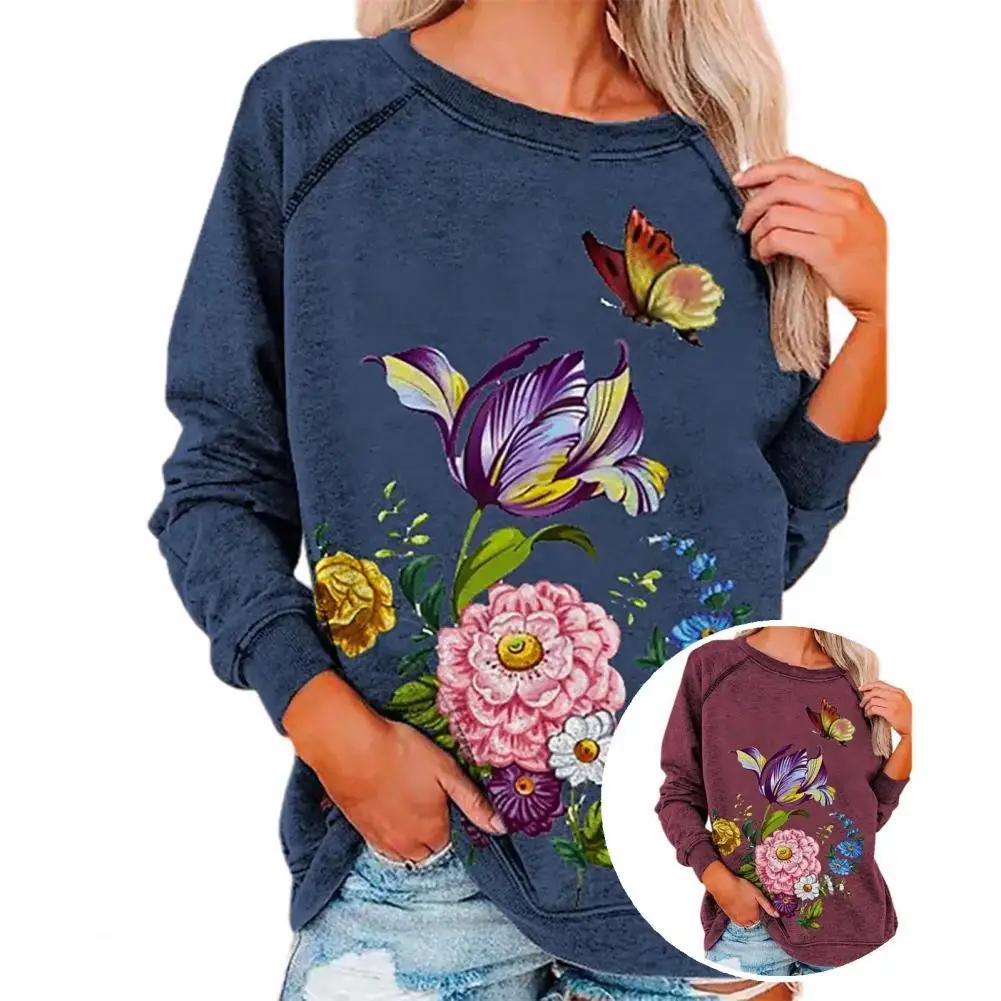 

4 Colors Stylish Fine Workmanship Women Pullover Polyester Pullover Tops Loose for Female
