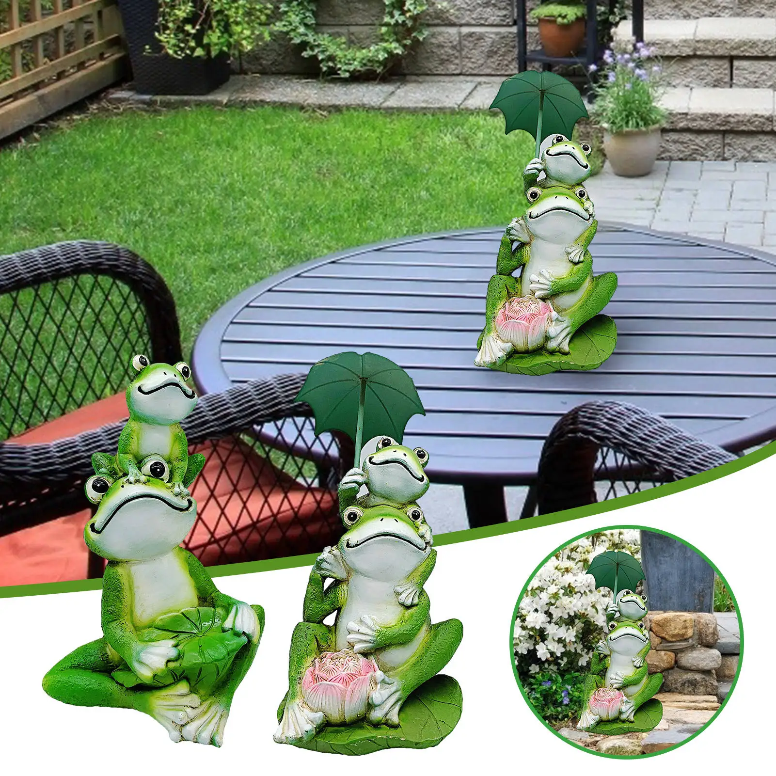 

HOT SALE Frogs Garden Statues Frogs Sitting On Stone Sculptures Garden Yard Frogs Landscaping Stone Ornaments Decoration