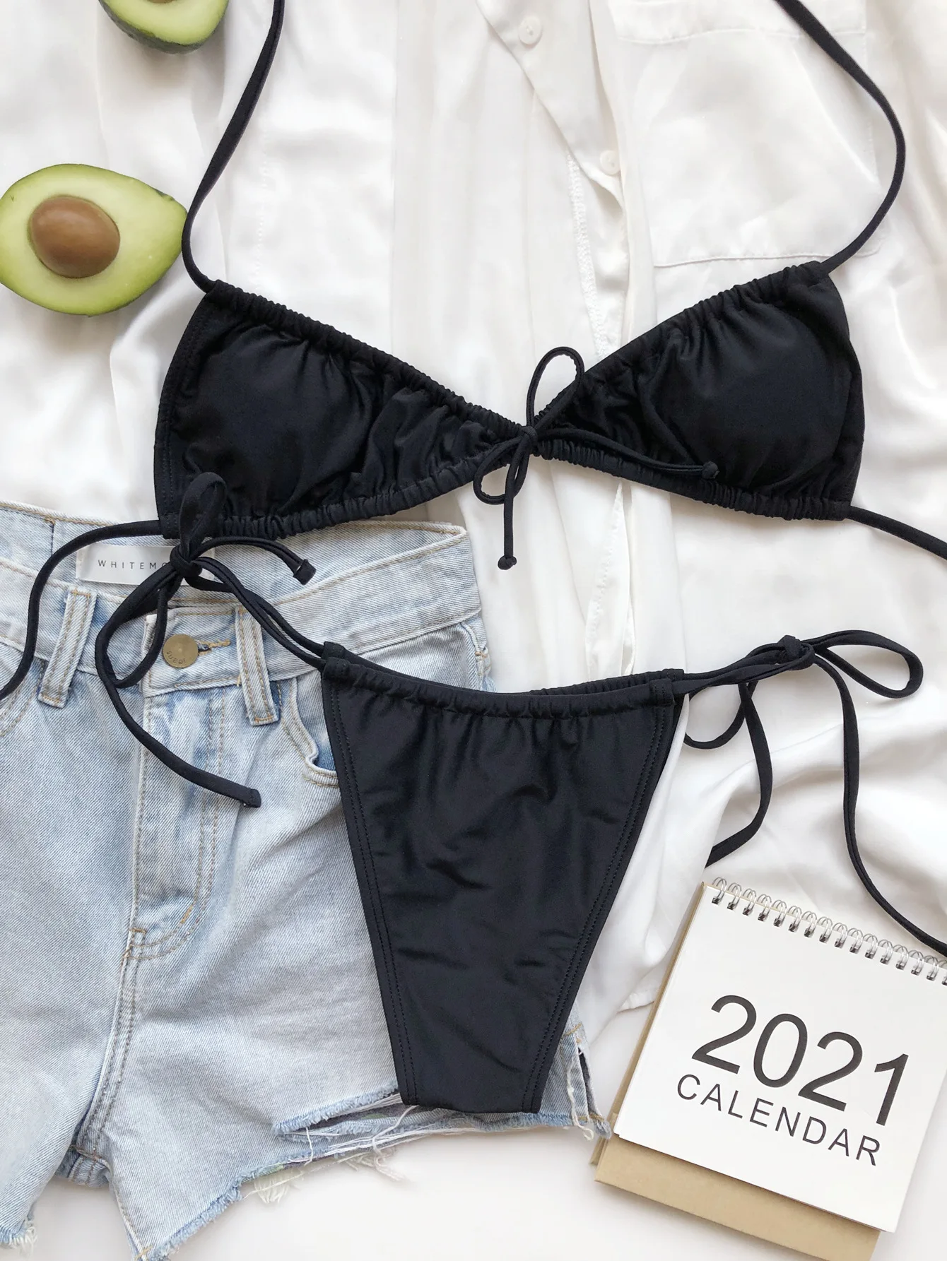 

Sexy Triangle Push Up Bikini Set Brazilian String Thong Swimwear Ruched Bandage Bikinis Women Two Piece Swimsuit Micro Biquini