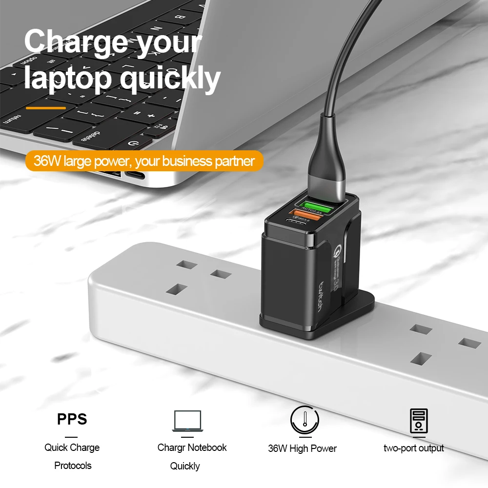 Устройство зарядное сетевое с USB портом и поддержкой быстрой зарядки 36