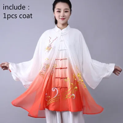 1pcs coat Градиент цвета тайцзи Униформа традиционная китайская одежда вышитые боевые искусства костюм кунг-фу Утренние упражнения Спортивная одежда - Цвет: 1pcs coat