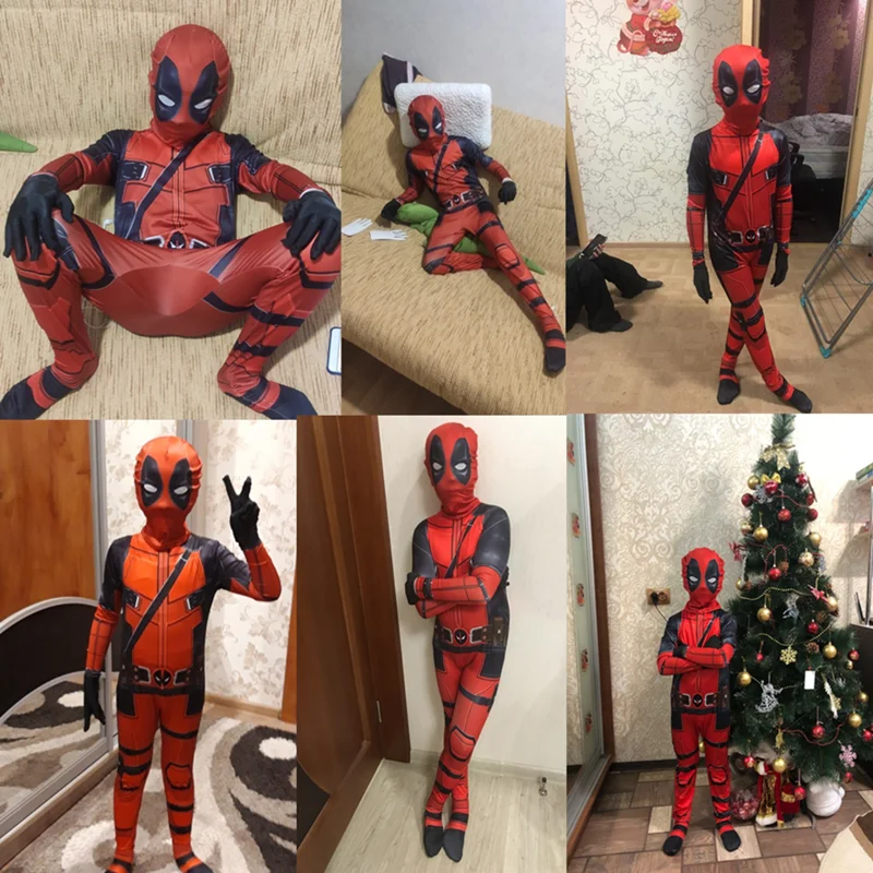 Детский костюм для косплея мальчиков супергероя Дэдпула маска комбинезон