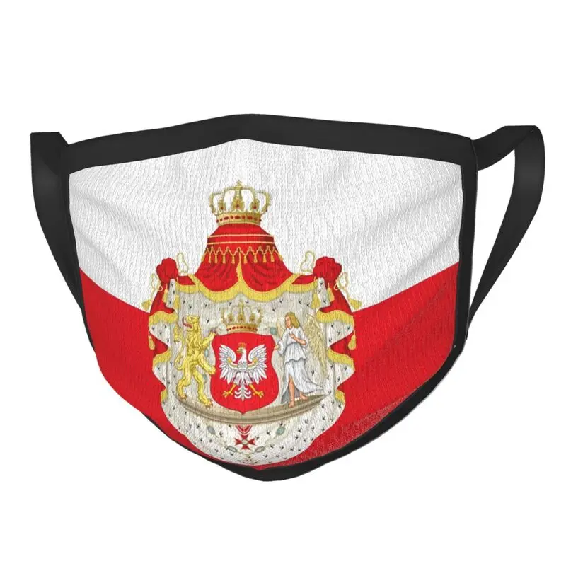 

Flag Of The Kingdom Of Poland Adjustable Mouth Face Mask Unisex Adult Mask Dustproof Protection Cover Respirator Muffle