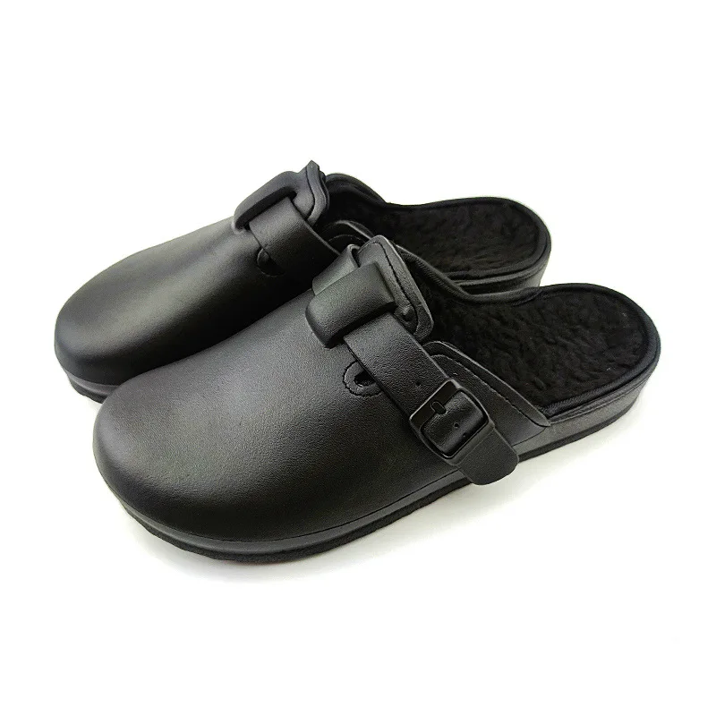 

Men Classic Anti Bacteria Surgical Medical Clogs Shoes With Fur Warm Safety Closed Toe Mule Clogs Slippers Cleanroom Work Slides