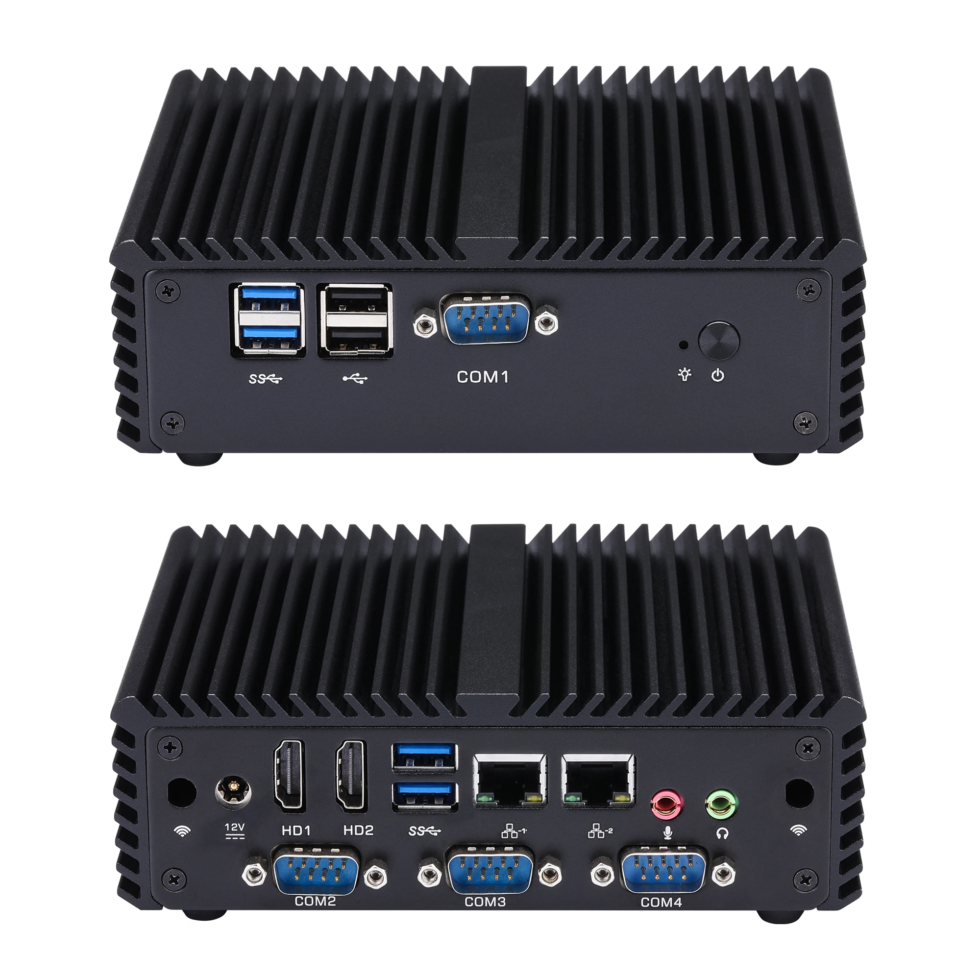 QOTOM промышленный компьютер без вентилятора Q430P Q450P Core i3 i5 AES-NI 4 COM GPIO WIFI 3G 4G для
