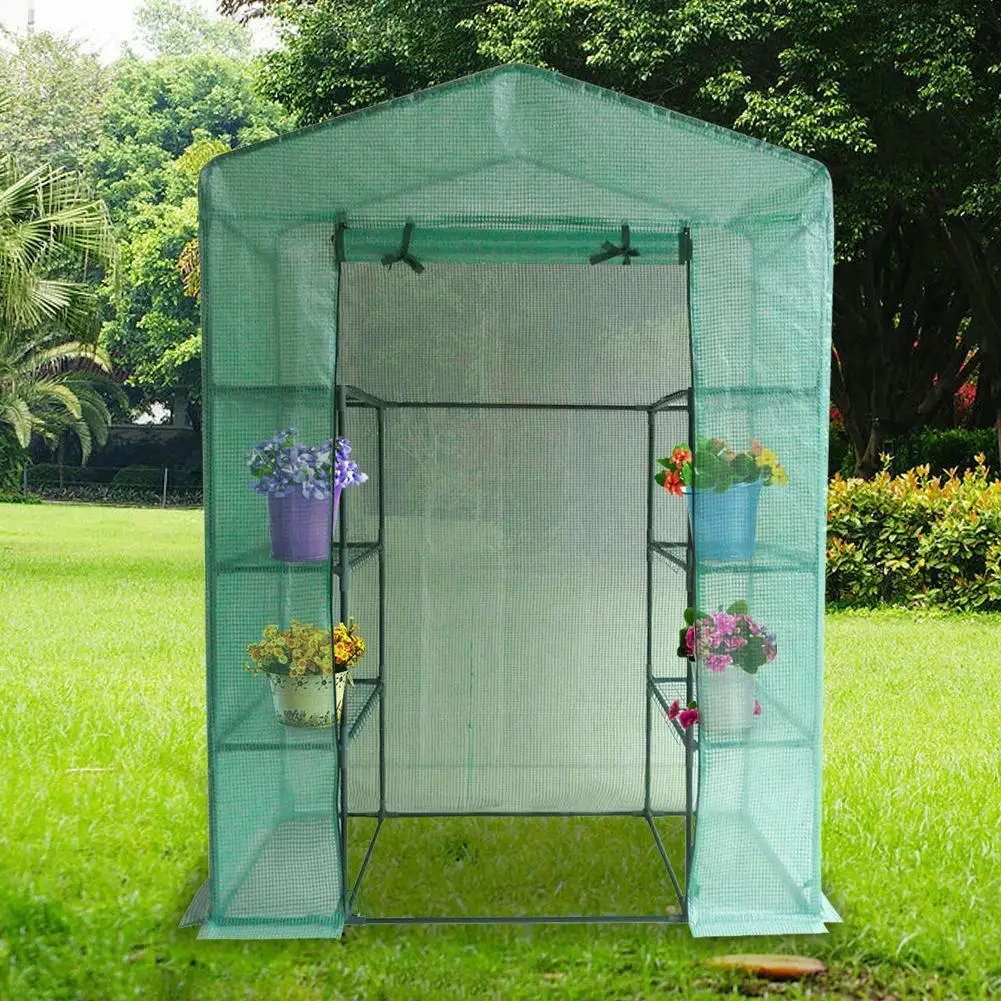 

Waterproof Durable Anti-UV Garden Plant Cover Walk-in Warmhouse Plant Cover PVC Material 56.30x28.74x76.77 In