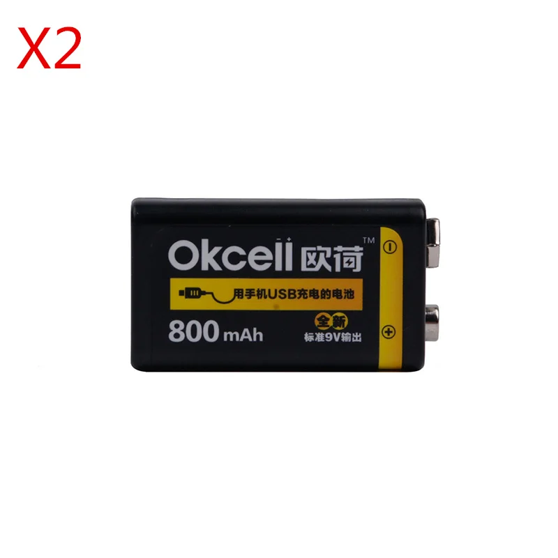 2 pcs OKCELL 9V перезаряжаемая батарея 800mAh USB портативная OKcell микро USB батареи для радиоуправляемого вертолета модель микрофона Bateria - Цвет: 2 pcs