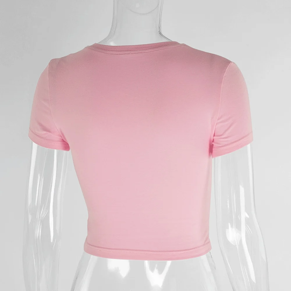 

Fashion Women Casual Summer Short Sleeve Cartoon Cotton T-Shirt O-Neck Letter Ladies Girls Short Tops