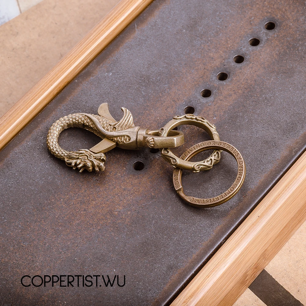 Coppertist. Wu китайский Дракон Фигурка Азиатский дракон кулон латунные статуи металлические застежки брелок открывалка для бутылок ключ