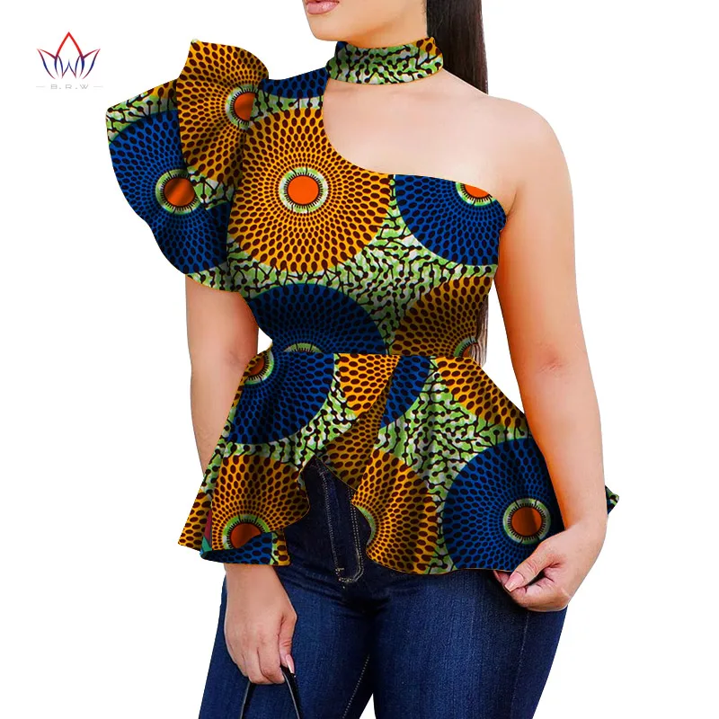 

Africa Style Women Modern Fashions Womens Tops Dashiki African Print Tops Shirt Plus Size One Shoulder Women Clothing WY5874