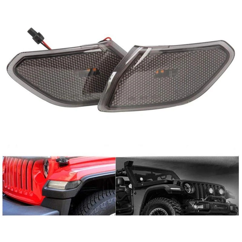 2 шт. светодиодные боковые габаритные фонари для Jeep Wrangler JL 2018 2019 дымовые линзы