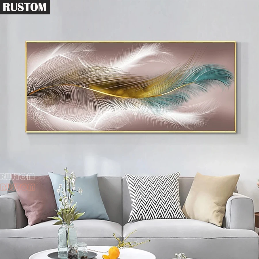 

RUSTOM New hot 5D DIY Diamond Painting Abstract art colored feathers cross stitch full square/round diamond mosaic embroidery