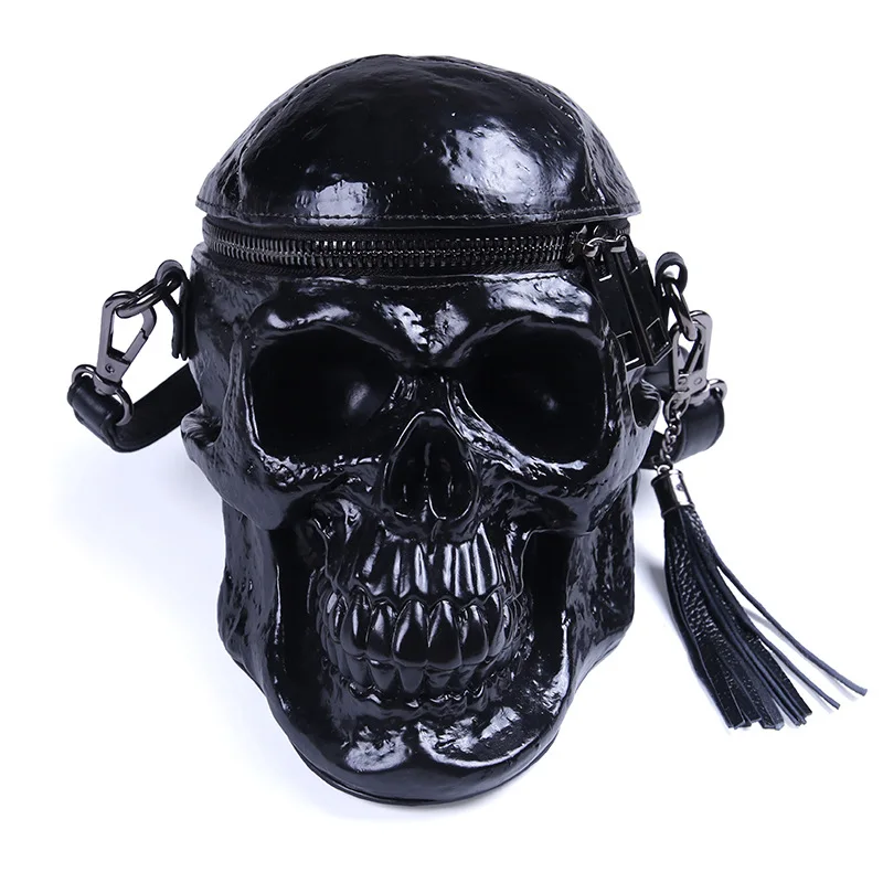 

Hot Sale Punk Skull Bag 3D Black Zipper Purse Portable Shoulder Bag Gothic Bag Skull Bag Motorcycles Bag for Cool Girl