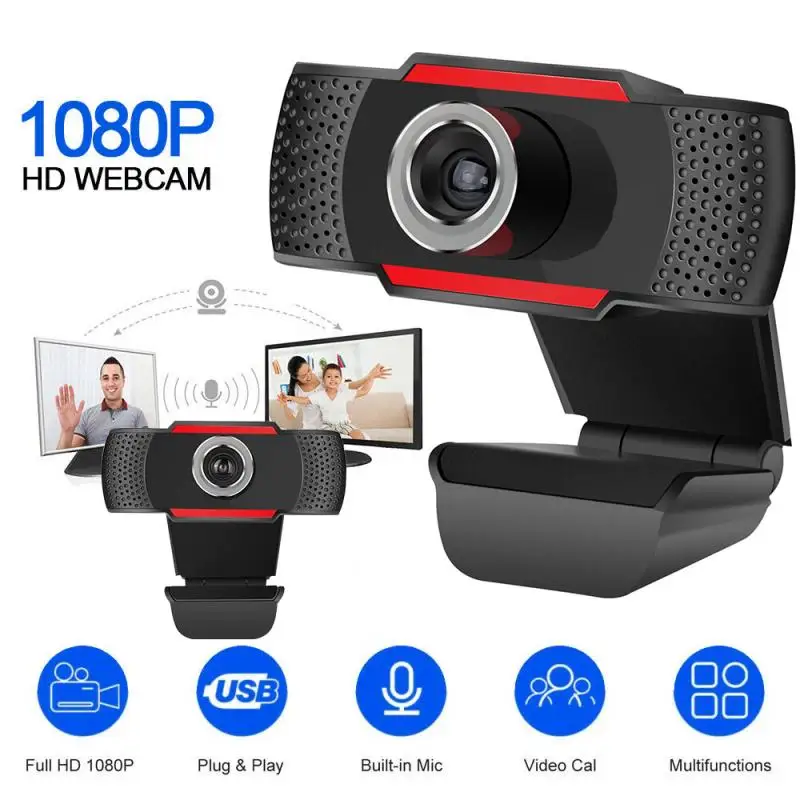 

Веб-камера HD 1080P, с микрофоном, USB, для ноутбука, планшета, ПК