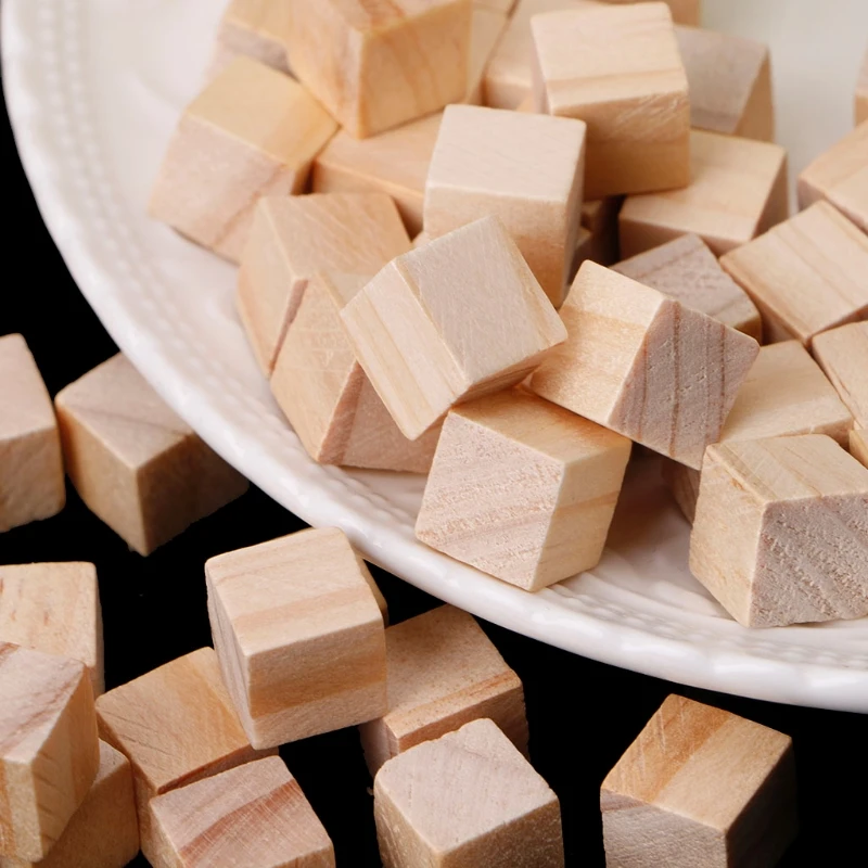 

10/20/25mm Wooden Square Blocks Mini Cubes Embellishment for Woodwork Craft DIY