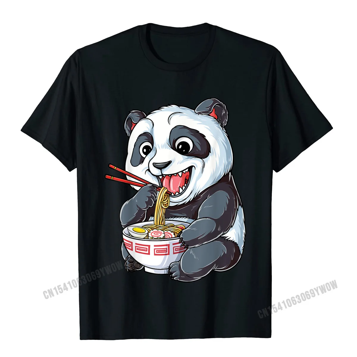 Panda Eating Ramen Kawaii Giant Japanese Noodle Women T-Shirt Camisas Men Cotton Men Tees Simple Style T Shirts Design Rife