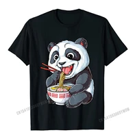 panda eating ramen kawaii giant japanese noodle women t shirt camisas men cotton men tees simple style t shirts design rife