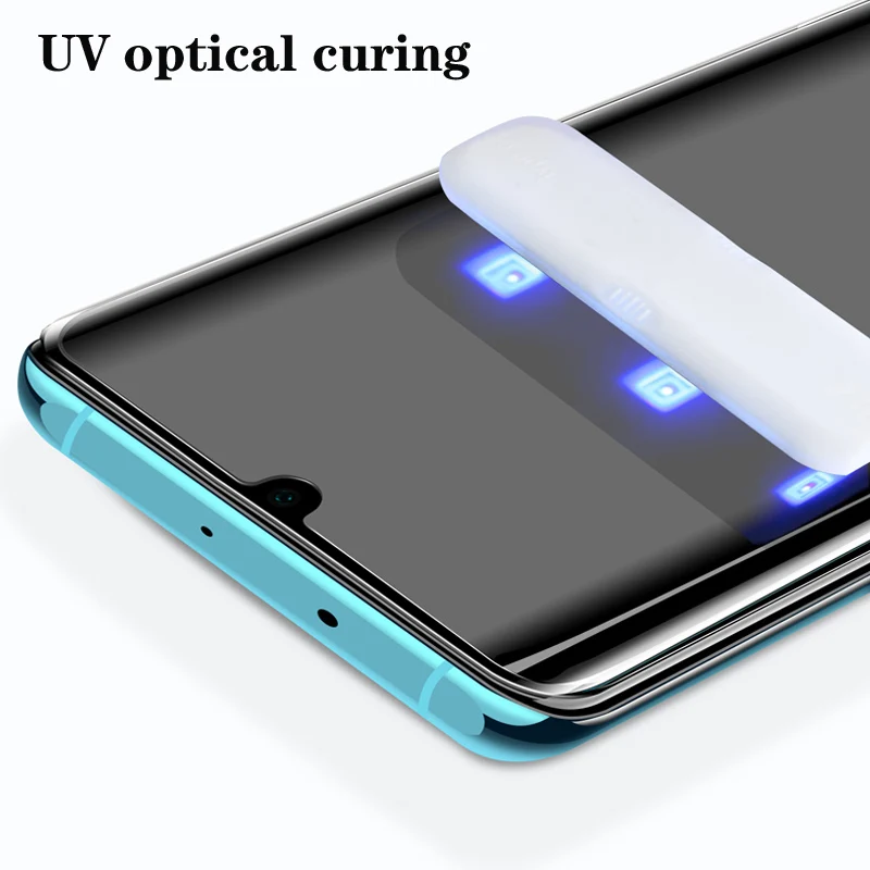 Tempered Glass For Huawei P20 P30 P40 Pro Lite Screen Protector UV Liquid Curved Full Glue Mate 20 30 | Мобильные телефоны и