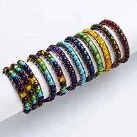 fashion woman handmade adjustable cord chakra natural stone bracelet 8mm turquoise beaded bangle and bracelet jewelry gift