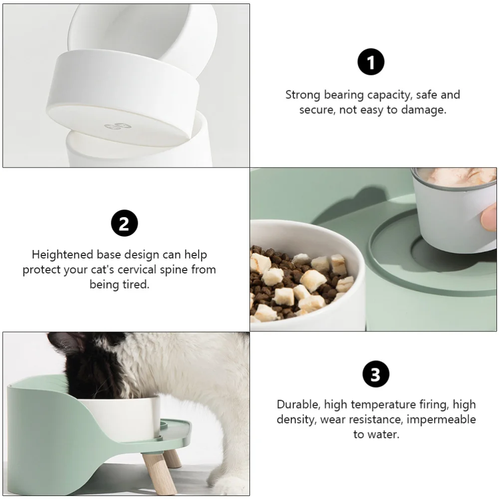 

1PC Ceramic Cat Bowl Protective Cervical Spine Cat Bowl Pet Bowl (Mint Green)