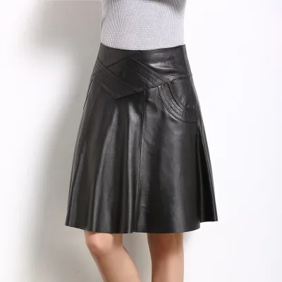 Новая модная юбка из натуральной овечьей кожи H9 - Цвет: Short 49-50cm