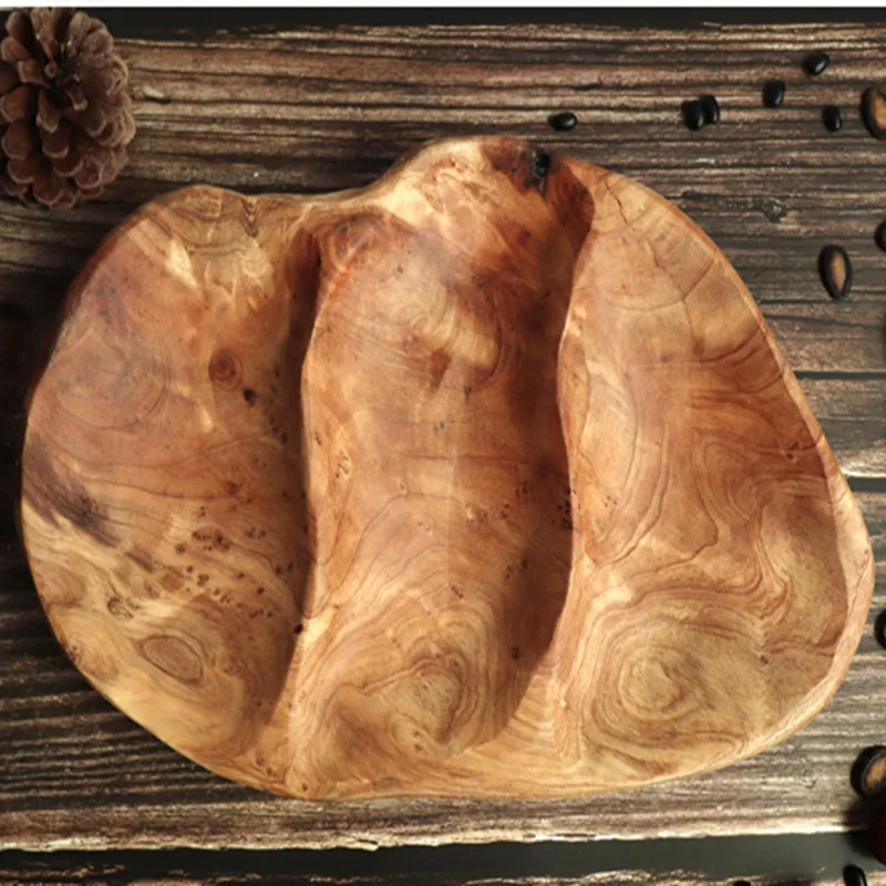 

Home Fruit Cake Candy Pan Tray Solid Wooden Food Plates Dishes Storage Dried Fruit Plate
