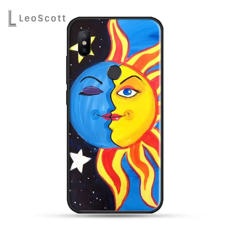 

Funny Sun Moon Face Phone Case For Xiaomi Redmi note 4 4X 8T 9 9s 10 K20 K30 cc9 9t pro lite max