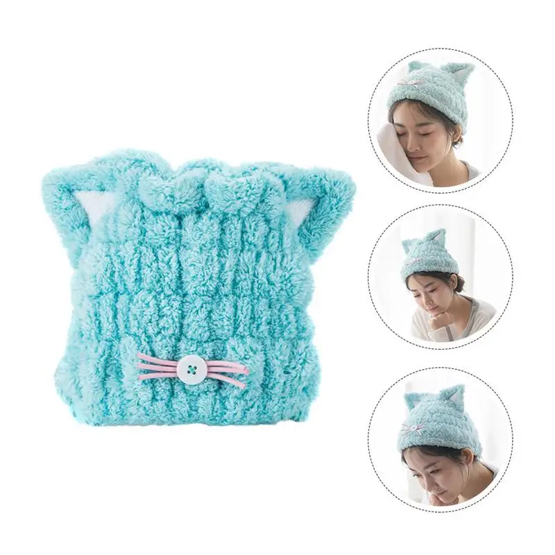 

1Pc Cartoon Cat Ear Hair Drying Hat Hair Wrap Hat Shower Cap Drying Hair Hat