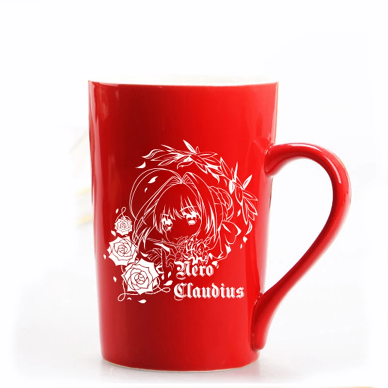 1pcs Red Anime Fate/Extra Cartoon Saber Bride Printed Ceramics Coffee Mug Water Milk Cup Cosplay Prop Home Decor Boy Girl Gift |