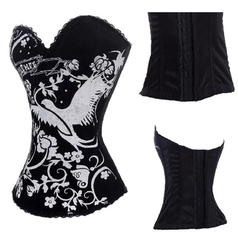 Женский сексуальный корсет из хлопка с принтом в виде черепа и пуш-ап готический