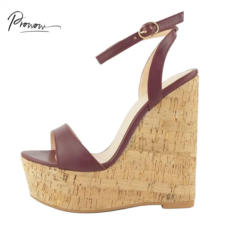 

Prowow New Fashion Style Black Women Summer Sandals Open Toe Buckle Strap Wedges Women Platform Sandals Ladies Party Shoes Woman