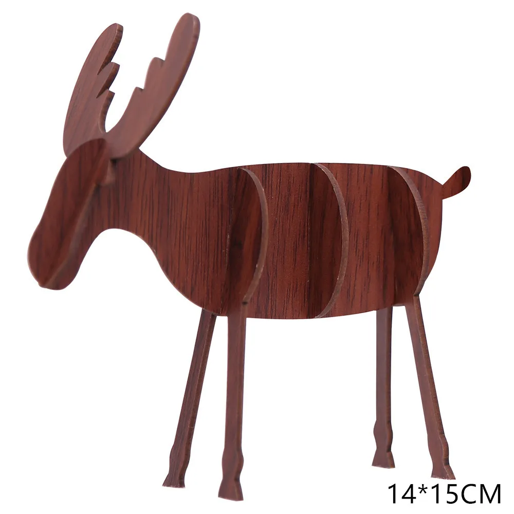 Large walnut color Год Рождество деревянный кулон дерево олень Рождественское дерево декор Noel рождественские украшения для дома Natal Navidad подарок для детей - Цвет: Large walnut color