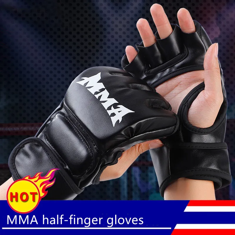 

Thick Boxing Gloves Mma Gloves Half Finger Sanda Taekwondo Fight Mma Sandbag Gloves Professional Tkd Training Equipment Gym