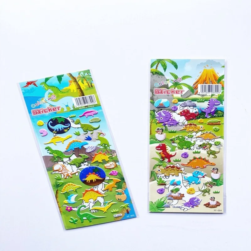 

10pcs Dinosaur Stickers Creative Scene Kindergarten Reward Color Bubble Stickers 3D Puzzle Stereo Small Paste