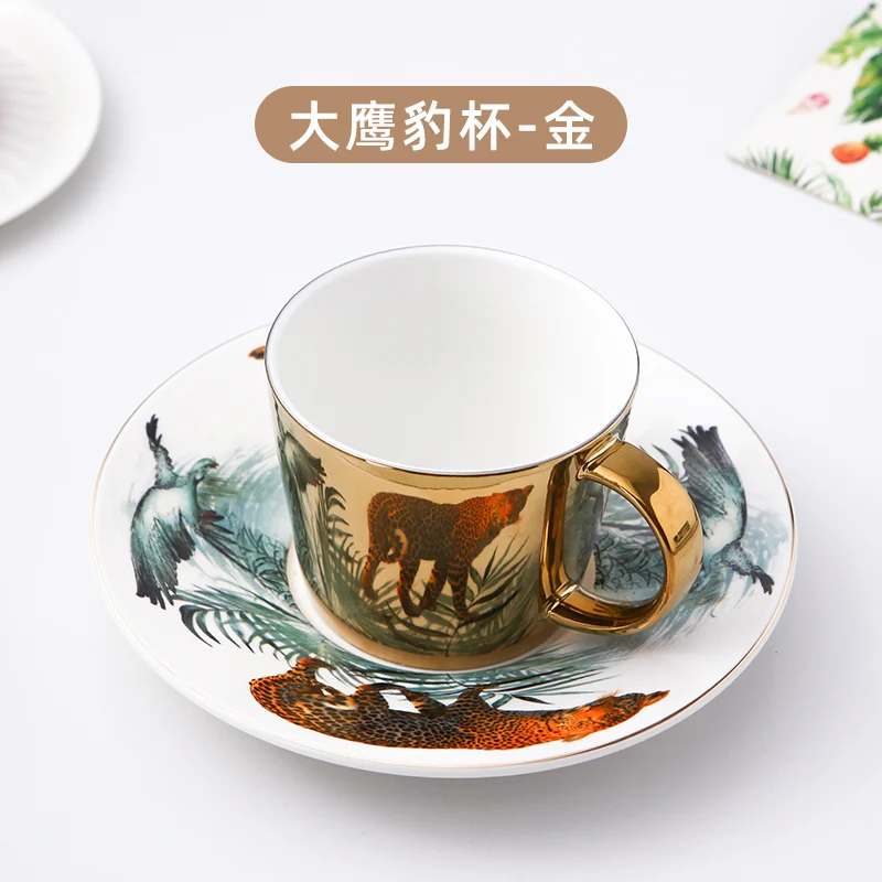 

Nordic Creative Cup Luxury Handmade Ceramic High Quality Saucer Set Gold Rim Utensil Cup Tazas Cafe Kitchen Drinkware DB60BD