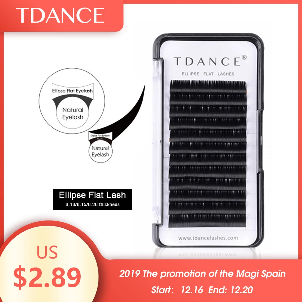 TDANCE ресницы для наращивания в виде плоского эллипса, матовые накладные ресницы из искусственной норки, поставка отдельных разделенных кончиков