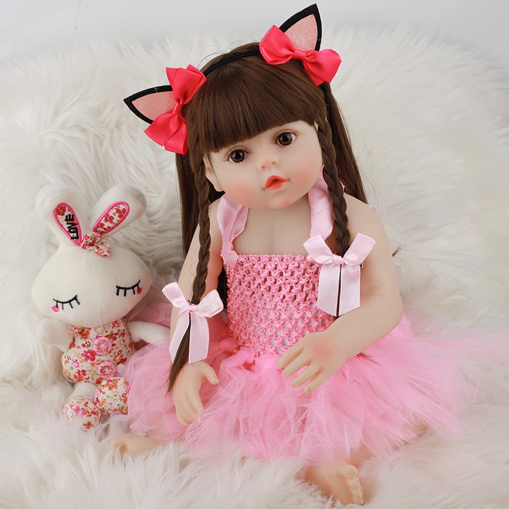 

48cm Reborn Baby Doll Toddler Girl Pink Princess Soft Full Body Silicone Babies Dolls Lifelike Realistic Bonecas Toys For Kids