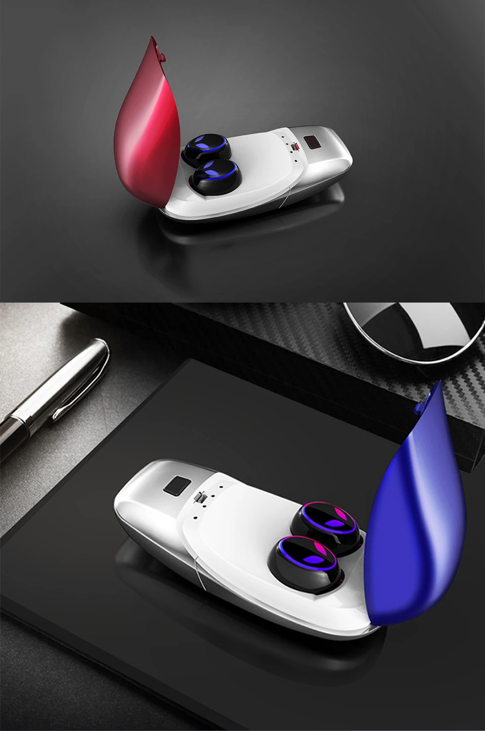 TWS Беспроводная bluetooth-гарнитура 5,0 Стерео шумоподавление игровая гарнитура, IPX7 водонепроницаемый умный сенсорный отпечаток пальца