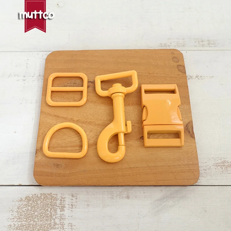 

(metal buckle+adjust buckle+D ring+metal dog clasp/set) Engraved colourful buckle accessory for 25mm webbing DIY dog collar