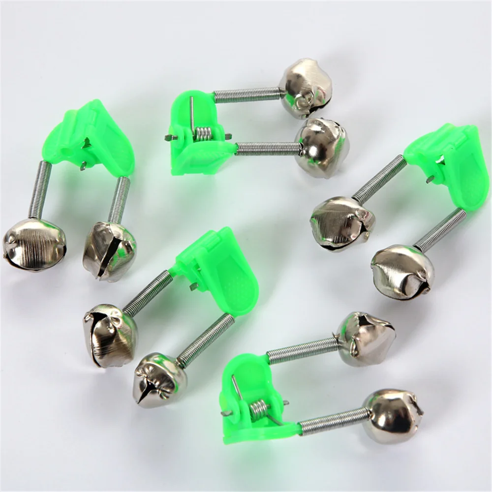 5pcs/lot Qulaity Fishing Rod Stalk Bell Fishing Bite Alarms Rod Clamp Tip Clip Bells Ring Fishing Accessories Outdoor Tools