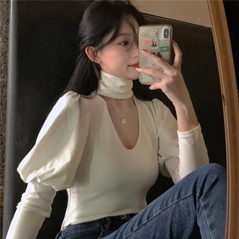 

Blouse Women Shirts Women's Autumn and Winter 2020 Turtleneck Long-Sleeved Top Blusas Ropa De Mujer