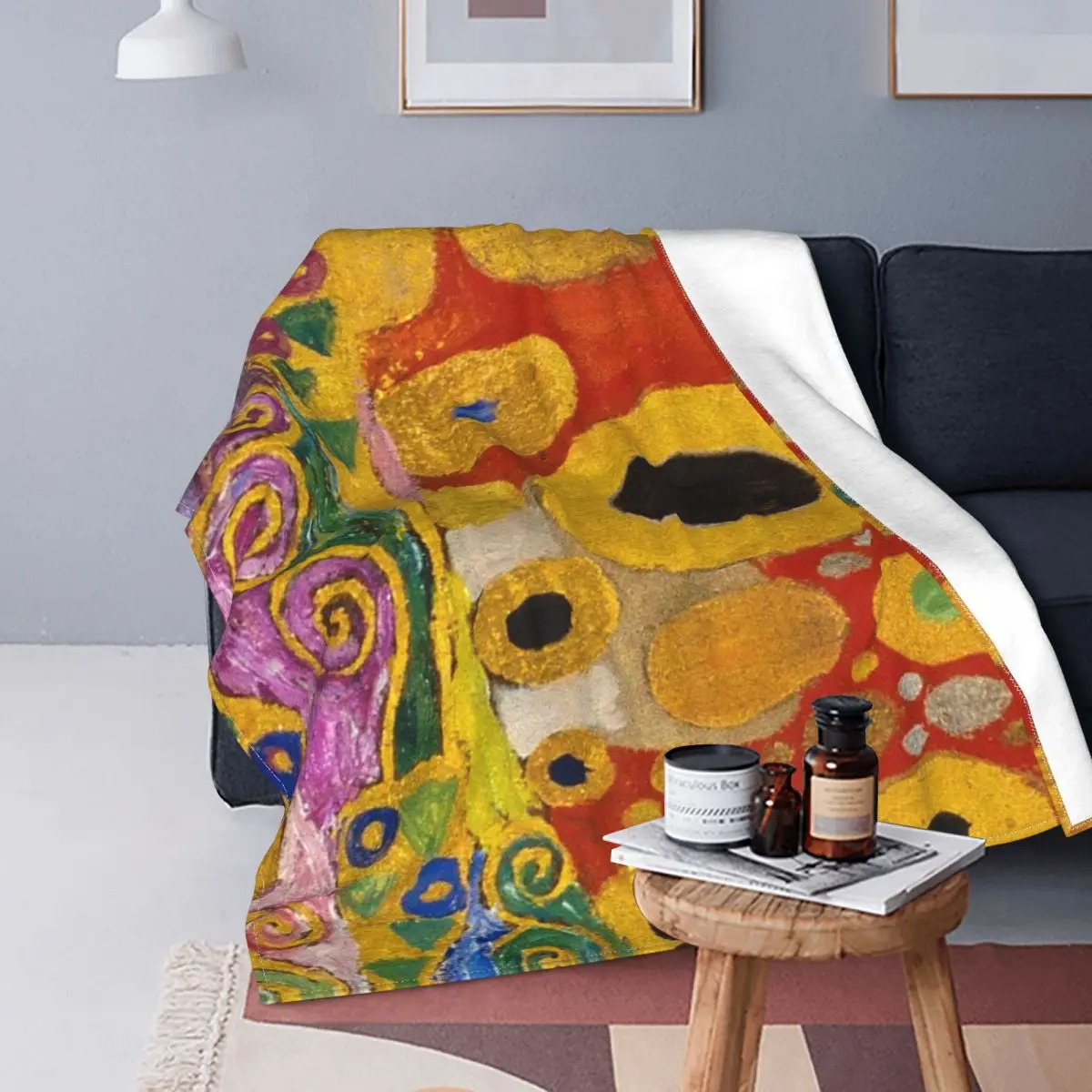 

Gustav Klimt-Manta de arte estético de felpa, impresionante manta transpirable para ropa de cama, salón, Otoño/Invierno