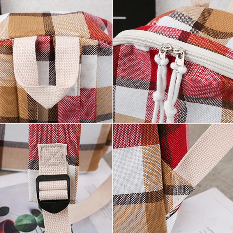 YANXI Новый женский клетчатый рюкзак большой емкости школьный для девочек