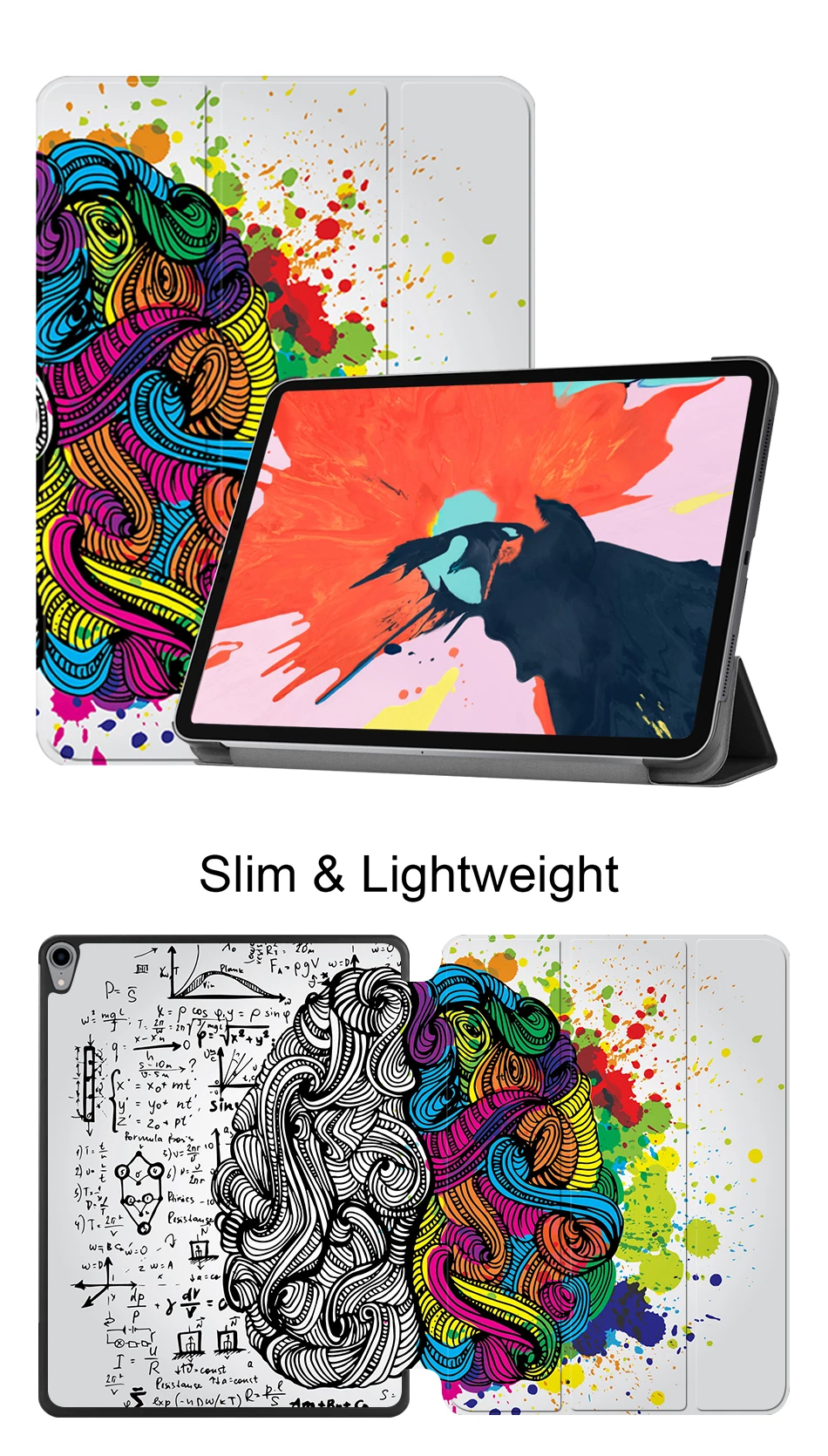 Чехол MTT для iPad Pro 12,9 дюйма 3rd Gen из искусственной кожи, чехол-подставка с мультяшным граффити, Магнитный смарт-чехол с беспроводной зарядкой
