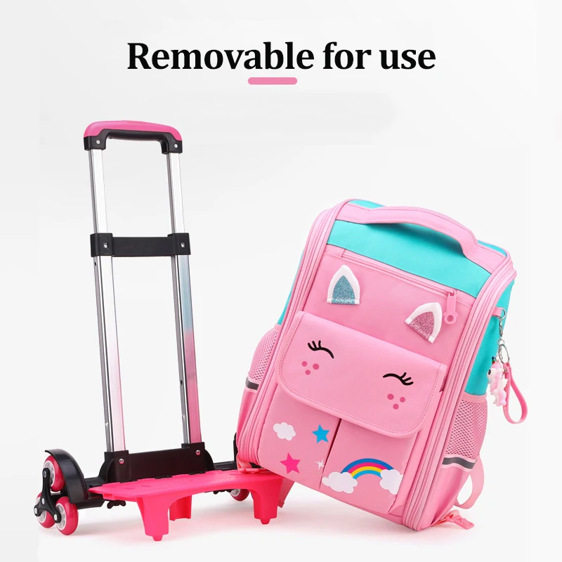Вместительная школьная сумка для студентов, детский рюкзак на колесиках, школьный ранец на колесиках