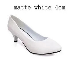 matte white 4cm CEVABLUE/женские туфли-лодочки на каблуке «рюмочка» Осенняя женская обувь с круглым носком тонкие туфли больших размеров обувь для мам LSS-ym - Цвет: matte white 4cm