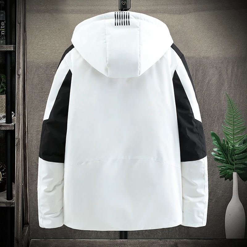 Men's White Duck Down Jacket Warm Hooded Thick Puffer Jacket Coat Male Casual High Quality Overcoat Thermal Parka Men